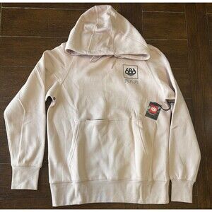 686 Global Hoodie Mens Medium Pink Fleece Logo Graphic Pullover Sweatshirt NWT